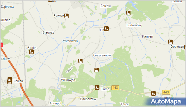 mapa Łuszczanów, Łuszczanów na mapie Targeo