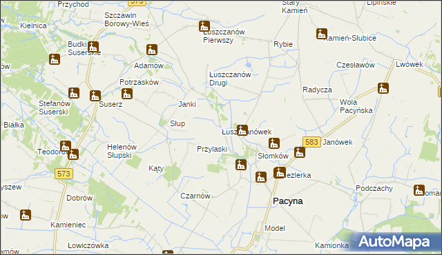 mapa Łuszczanówek, Łuszczanówek na mapie Targeo