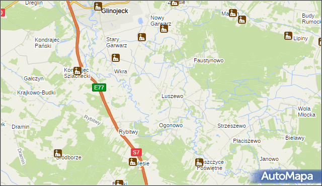 mapa Luszewo gmina Glinojeck, Luszewo gmina Glinojeck na mapie Targeo