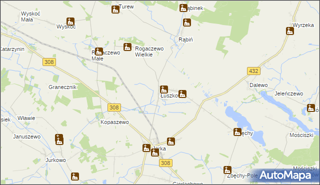 mapa Łuszkowo, Łuszkowo na mapie Targeo