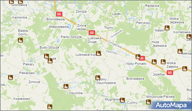 mapa Lutkówka gmina Mszczonów, Lutkówka gmina Mszczonów na mapie Targeo
