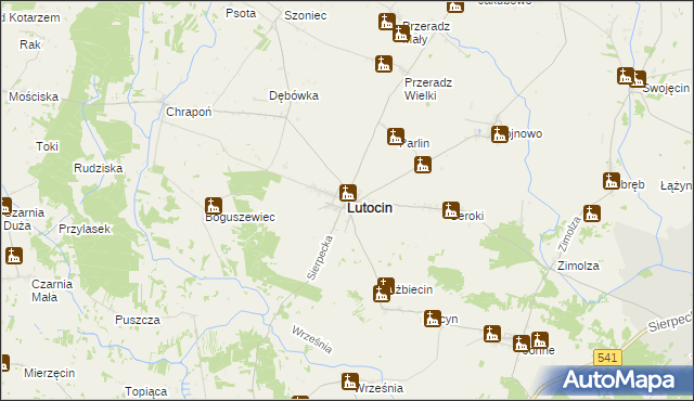 mapa Lutocin, Lutocin na mapie Targeo