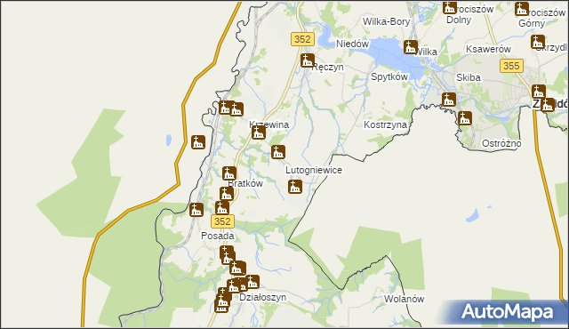 mapa Lutogniewice, Lutogniewice na mapie Targeo