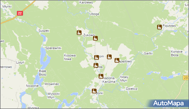 mapa Lutom gmina Czersk, Lutom gmina Czersk na mapie Targeo