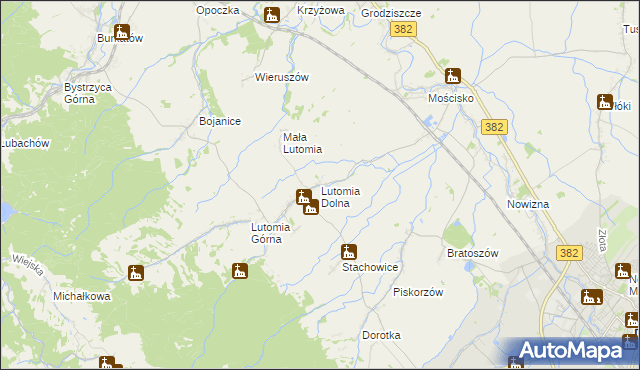 mapa Lutomia Dolna, Lutomia Dolna na mapie Targeo