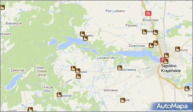 mapa Lutówko-Młyn, Lutówko-Młyn na mapie Targeo