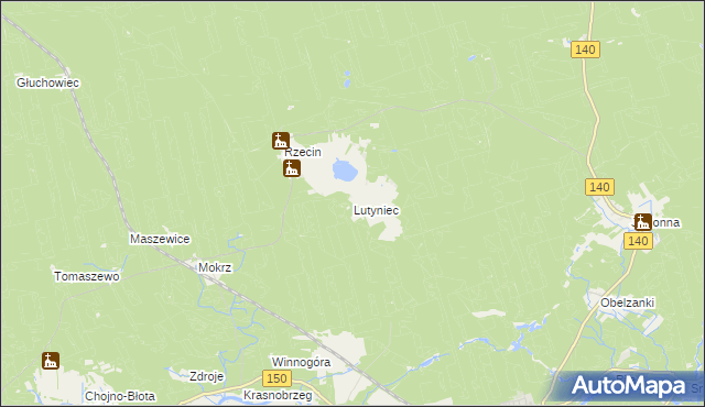 mapa Lutyniec, Lutyniec na mapie Targeo