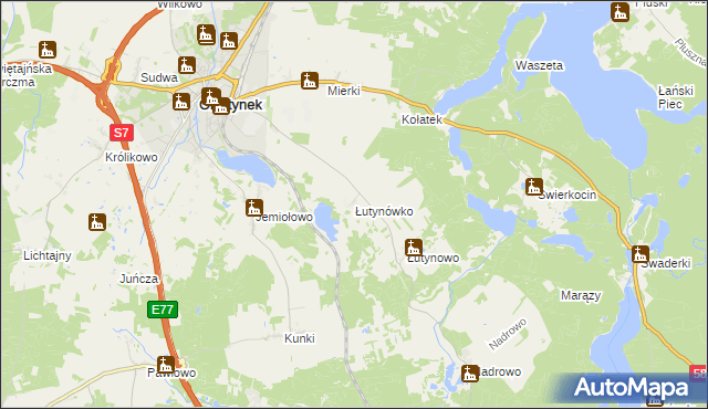 mapa Łutynówko, Łutynówko na mapie Targeo
