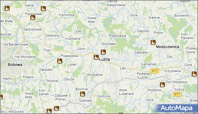 mapa Łużna, Łużna na mapie Targeo