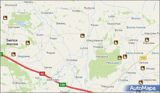 mapa Łyków, Łyków na mapie Targeo