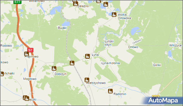 mapa Łyna, Łyna na mapie Targeo