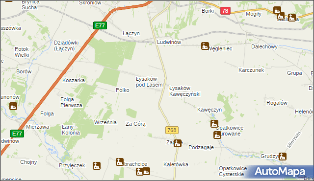 mapa Łysaków Drugi, Łysaków Drugi na mapie Targeo