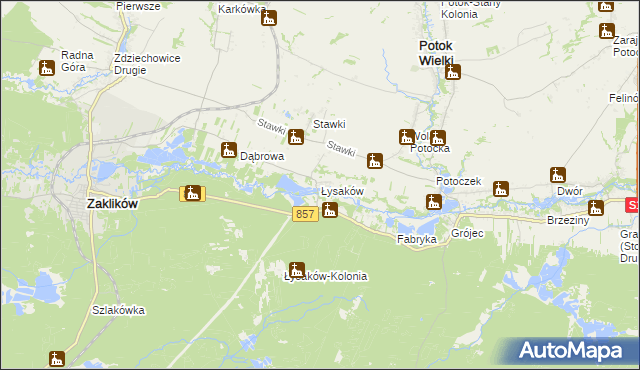 mapa Łysaków gmina Zaklików, Łysaków gmina Zaklików na mapie Targeo