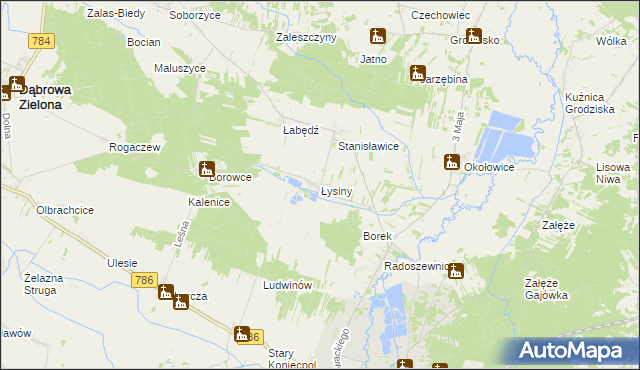 mapa Łysiny gmina Koniecpol, Łysiny gmina Koniecpol na mapie Targeo