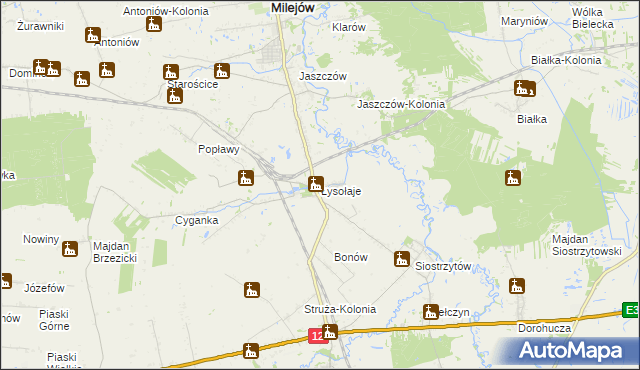 mapa Łysołaje, Łysołaje na mapie Targeo