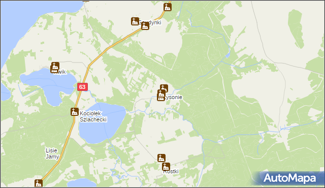 mapa Łysonie, Łysonie na mapie Targeo