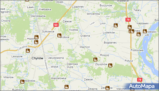 mapa Machcin gmina Chynów, Machcin gmina Chynów na mapie Targeo