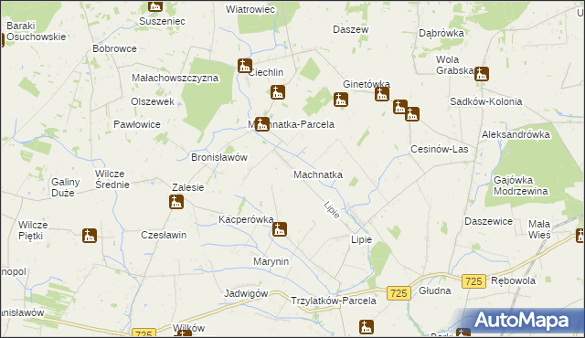 mapa Machnatka, Machnatka na mapie Targeo