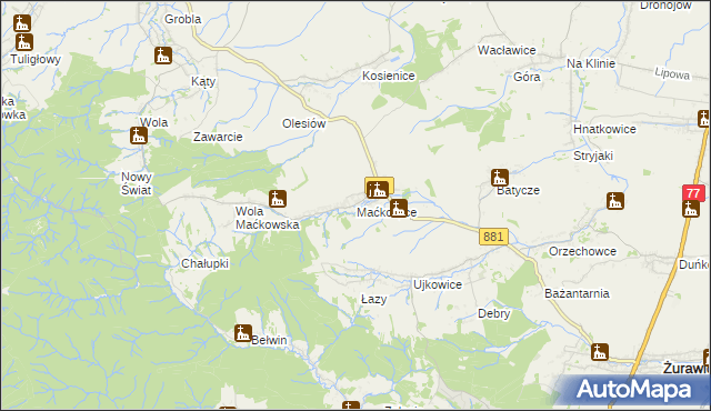 mapa Maćkowice, Maćkowice na mapie Targeo