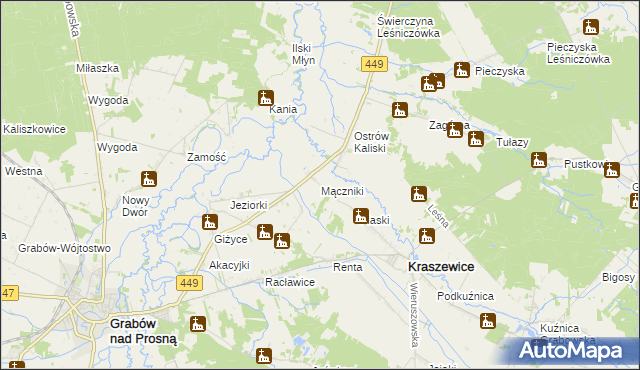 mapa Mączniki gmina Kraszewice, Mączniki gmina Kraszewice na mapie Targeo