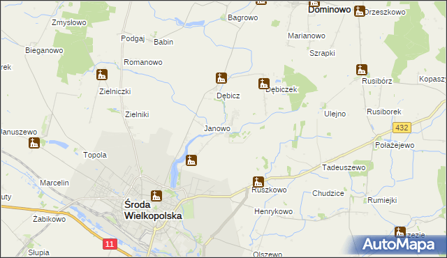 mapa Mączniki gmina Środa Wielkopolska, Mączniki gmina Środa Wielkopolska na mapie Targeo