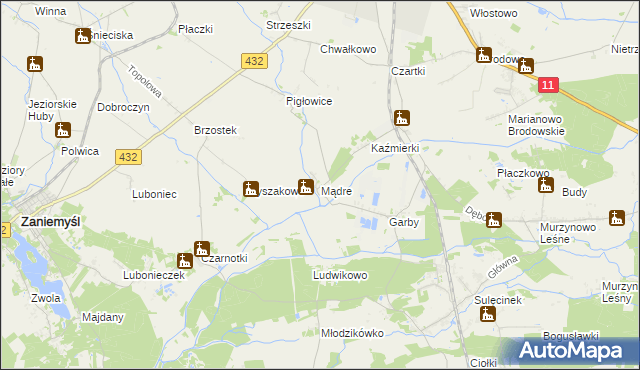 mapa Mądre, Mądre na mapie Targeo