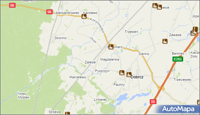 mapa Magdalenka gmina Dobrcz, Magdalenka gmina Dobrcz na mapie Targeo