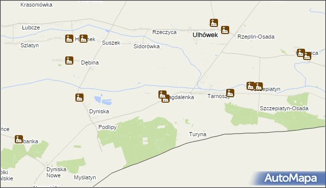 mapa Magdalenka gmina Ulhówek, Magdalenka gmina Ulhówek na mapie Targeo