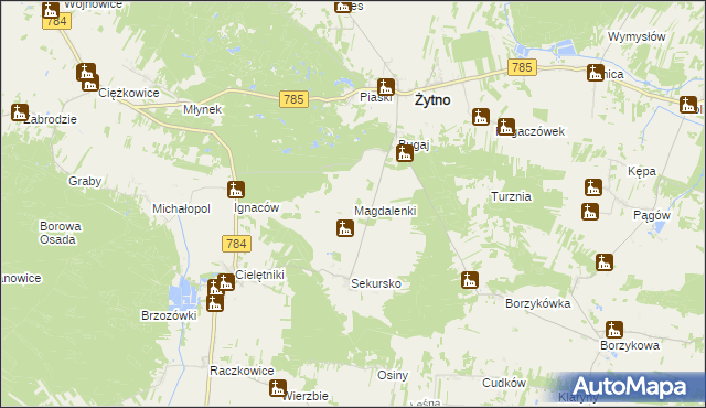 mapa Magdalenki gmina Żytno, Magdalenki gmina Żytno na mapie Targeo