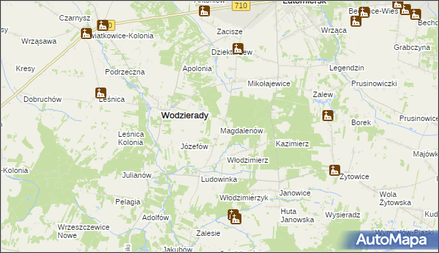 mapa Magdalenów gmina Wodzierady, Magdalenów gmina Wodzierady na mapie Targeo