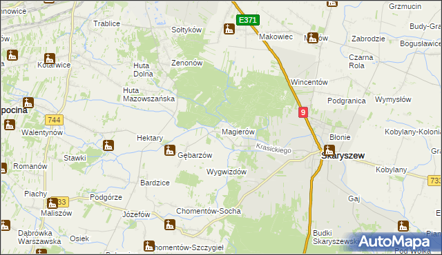 mapa Magierów gmina Skaryszew, Magierów gmina Skaryszew na mapie Targeo