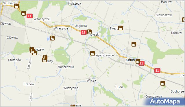 mapa Magnuszewice, Magnuszewice na mapie Targeo