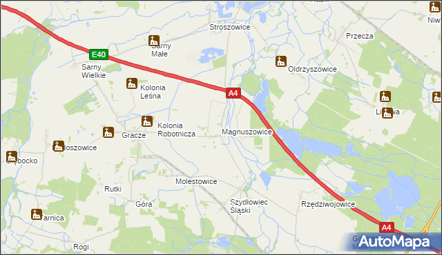 mapa Magnuszowice, Magnuszowice na mapie Targeo