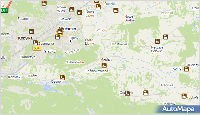 mapa Majdan gmina Wołomin, Majdan gmina Wołomin na mapie Targeo