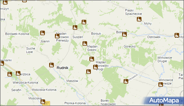 mapa Majdan Kobylański, Majdan Kobylański na mapie Targeo