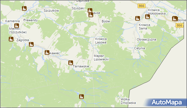 mapa Majdan Lipowiecki, Majdan Lipowiecki na mapie Targeo
