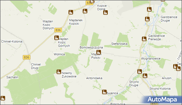 mapa Majdan Policki, Majdan Policki na mapie Targeo