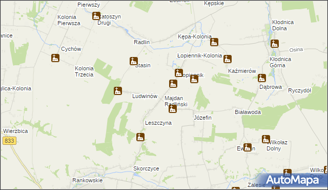 mapa Majdan Radliński, Majdan Radliński na mapie Targeo