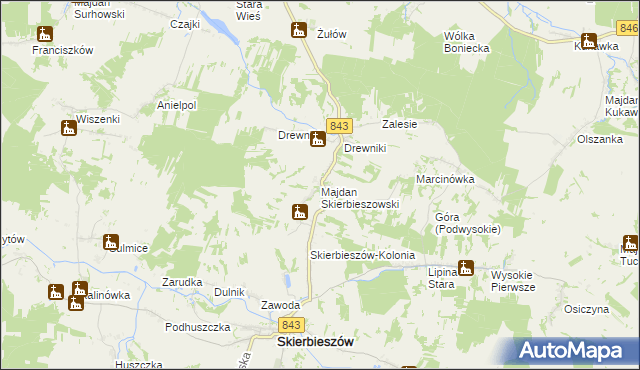 mapa Majdan Skierbieszowski, Majdan Skierbieszowski na mapie Targeo