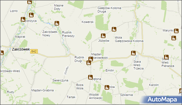 mapa Majdan Starowiejski, Majdan Starowiejski na mapie Targeo