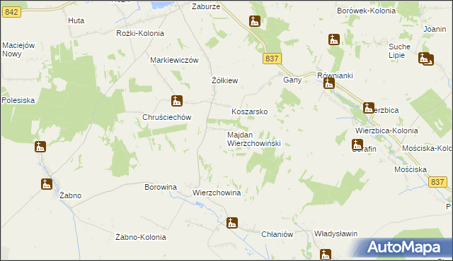 mapa Majdan Wierzchowiński, Majdan Wierzchowiński na mapie Targeo