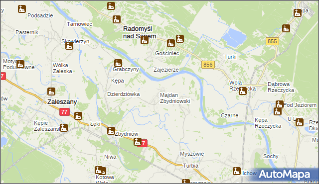 mapa Majdan Zbydniowski, Majdan Zbydniowski na mapie Targeo