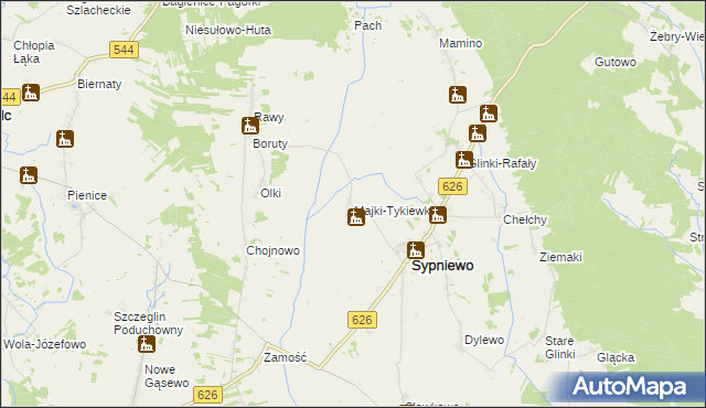 mapa Majki-Tykiewki, Majki-Tykiewki na mapie Targeo