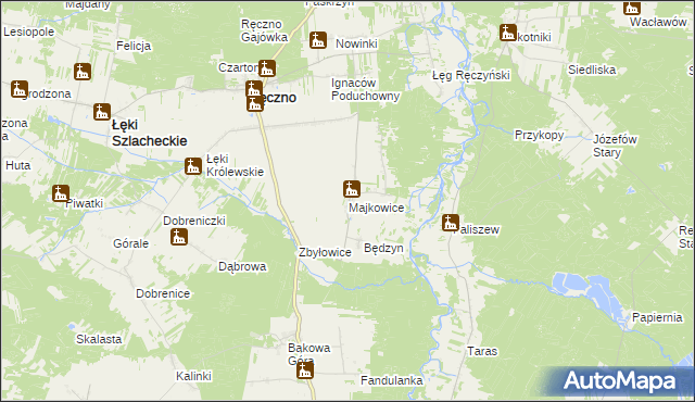 mapa Majkowice gmina Ręczno, Majkowice gmina Ręczno na mapie Targeo