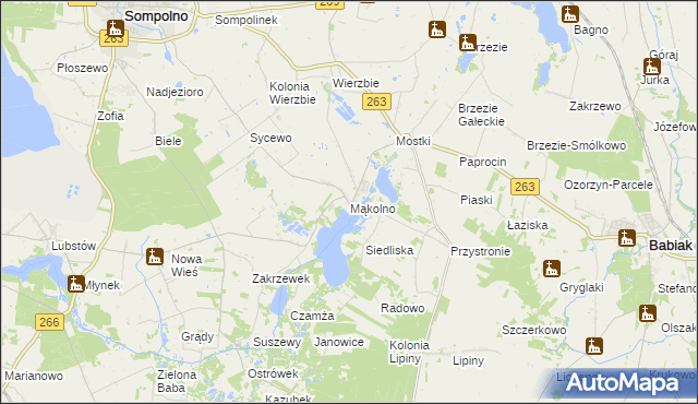 mapa Mąkolno gmina Sompolno, Mąkolno gmina Sompolno na mapie Targeo