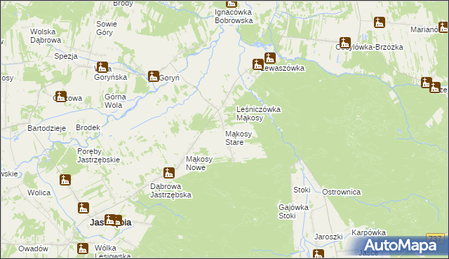 mapa Mąkosy Stare, Mąkosy Stare na mapie Targeo