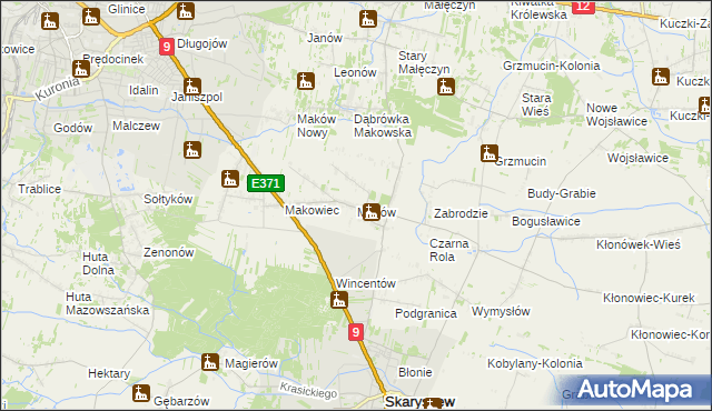 mapa Maków gmina Skaryszew, Maków gmina Skaryszew na mapie Targeo