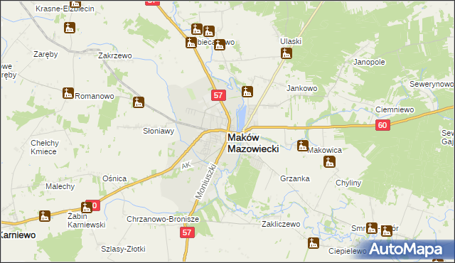 mapa Maków Mazowiecki, Maków Mazowiecki na mapie Targeo
