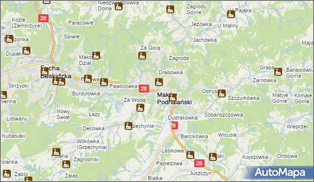 mapa Maków Podhalański, Maków Podhalański na mapie Targeo