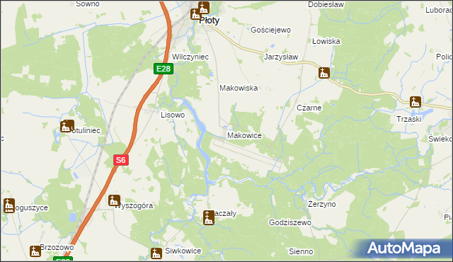 mapa Makowice gmina Płoty, Makowice gmina Płoty na mapie Targeo